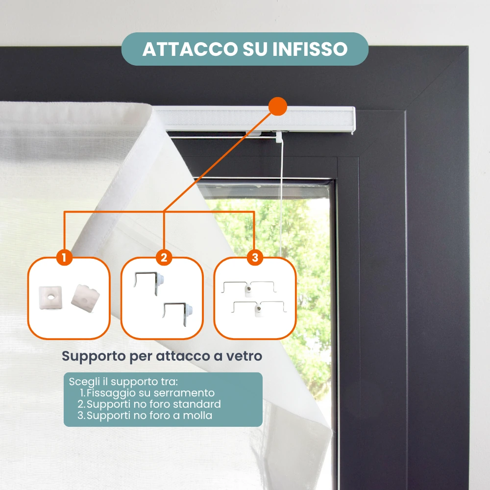 binario per tenda a pacchetto senza fori