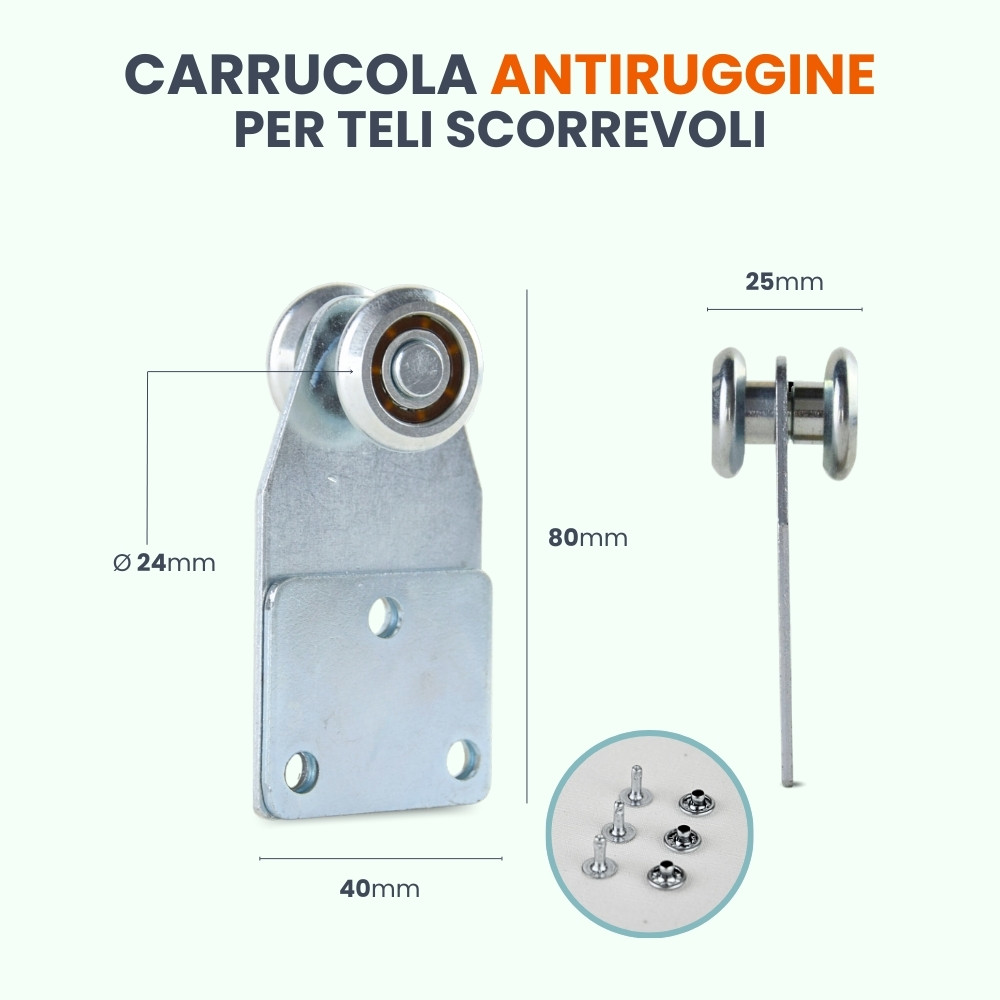 carrucola antiruggine per teloni scorrevoli