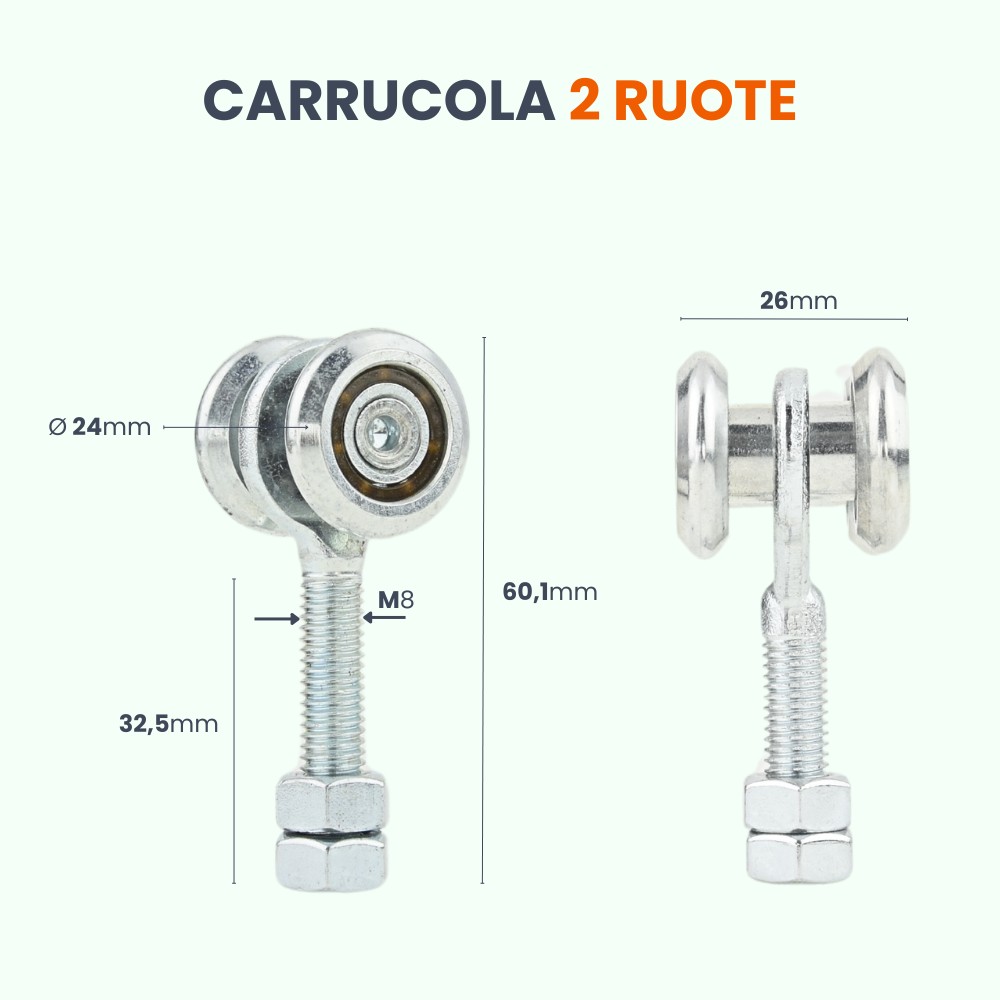 carrucola scorrevole a 2 ruote per porte e cancelli scorrevoli