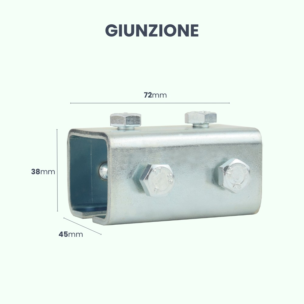 giunzione accessori supporti per binario monorotaia teloni scorrevoli