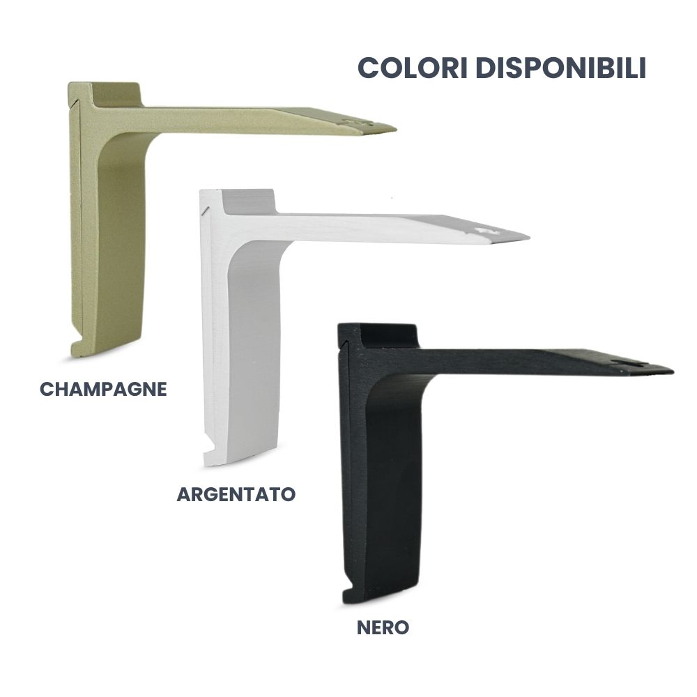 supporti per tende con binario modello cubo - colore champagne, argento satinato, nero