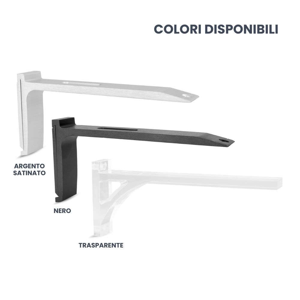 supporti per tende doppi con binario modello cubo - colore argento satinato, nero, trasparente