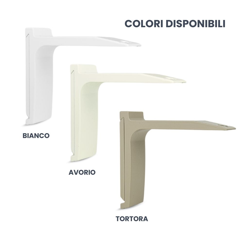 supporti per tende singoli con binario modello cubo - colore bianco, avorio, tortora