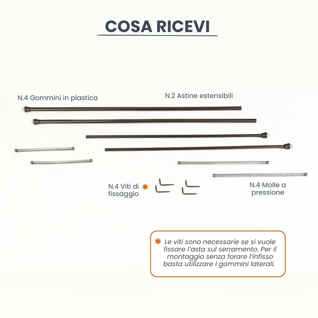 Bastoncini estensibili per tende in ferro - in ferro - cosa ricevi nella confezione