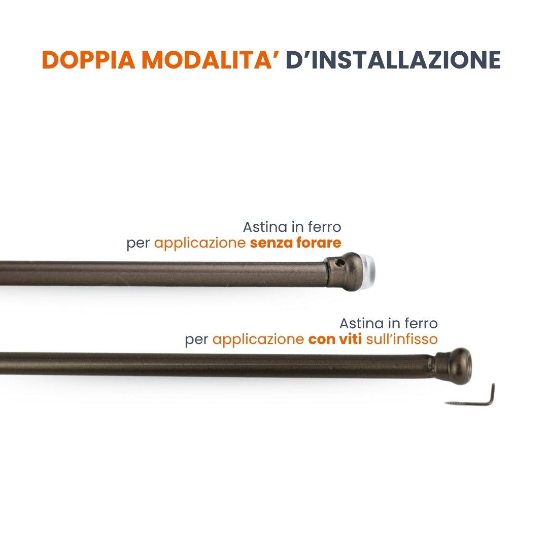 bacchette per tende a vetro senza bucare oppure con viti sull'infisso