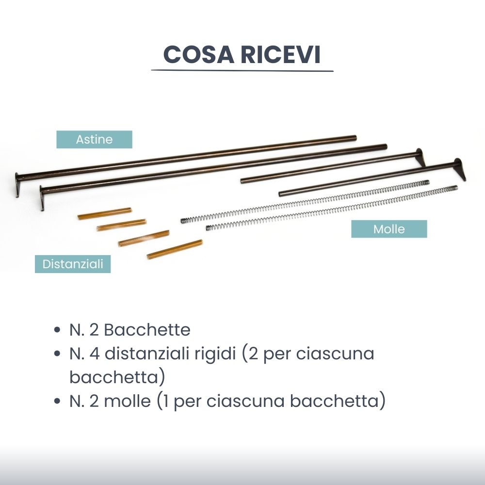 bacchette per tende a vetro estensibili - cosa ricevi con il kit