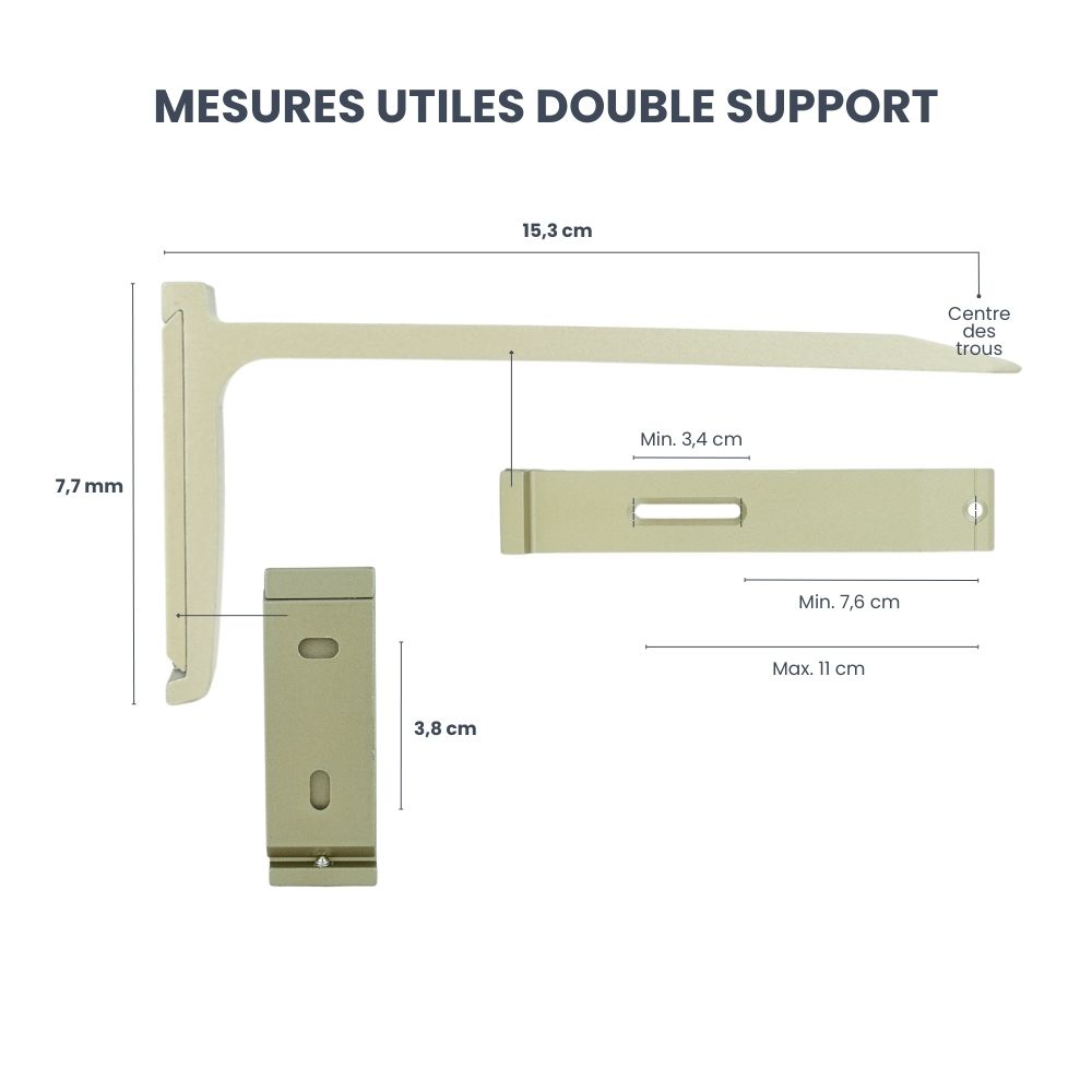 Mesures de Support Double Rail pour Stores d’intérieur - Modèle Cube