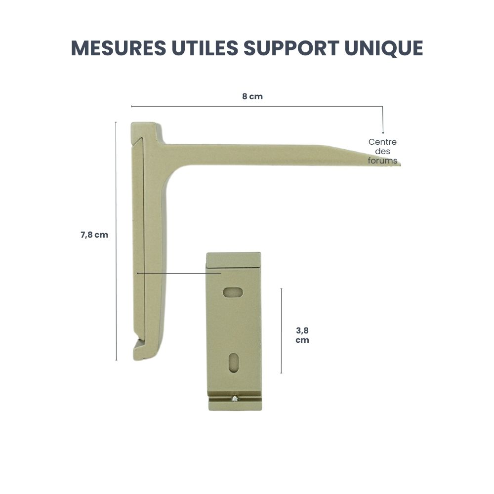 Mesures de Support Unique Rail pour Stores d’intérieur - Modèle Cube