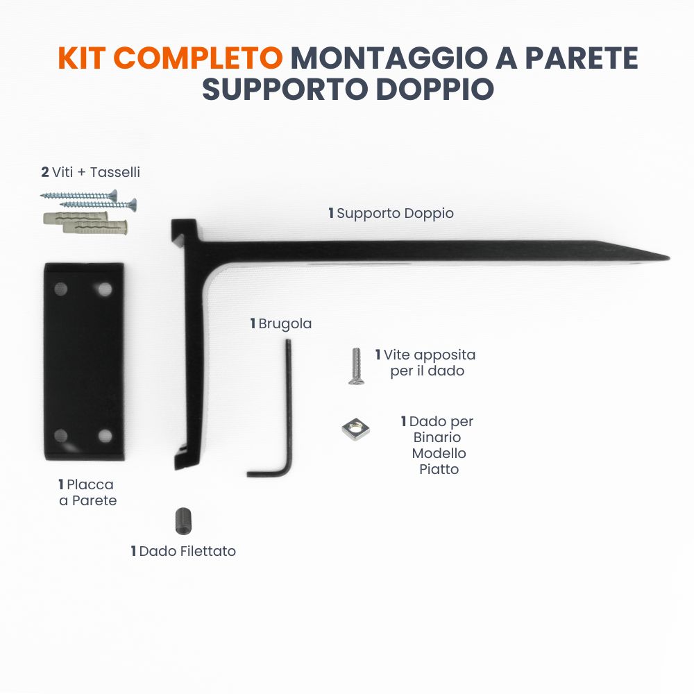 kit staffe a parete doppie modello piatto 1 pz